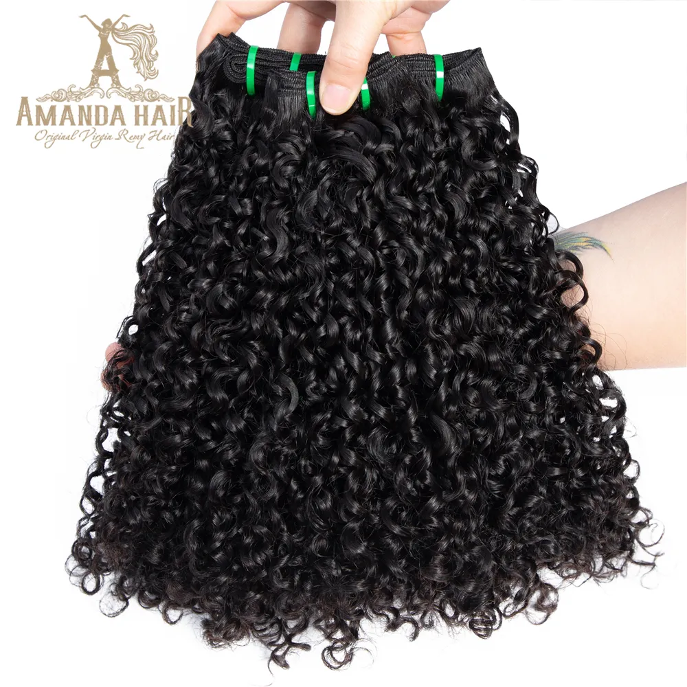 Amanda extensões de cabelo, 10a 11a 12a alinhado de cutícula brasileira extensões de cabelo de encaracolado duplo