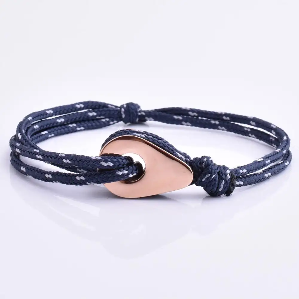 Usine personnalisée mode populaire bracelet de style marin réglable en acier inoxydable texture métallique accessoire bracelet à breloques