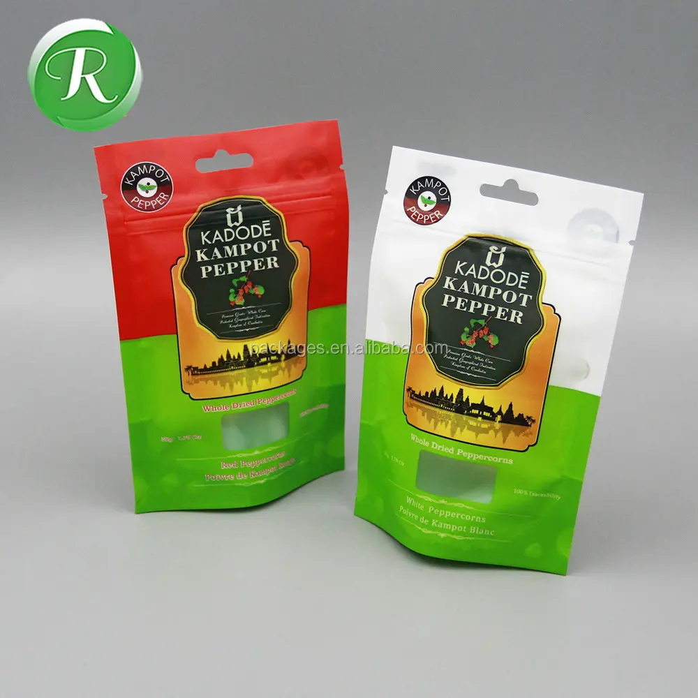 Chinese manufacturer custom printed smell proof Kampot Pepper Bags packaging for pepper