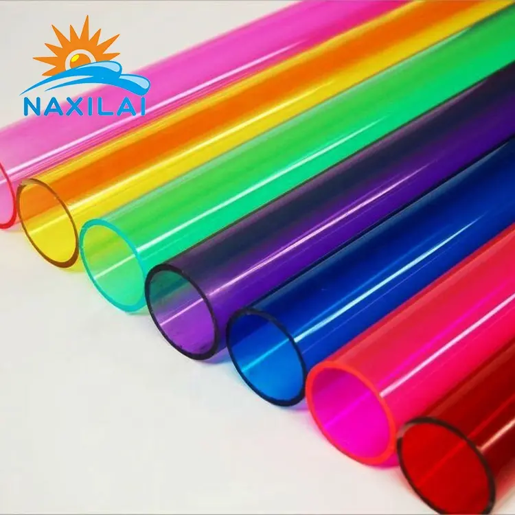 Acrylique Naxilai coupé à la taille en plastique 30mm 40mm 60mm tuyau transparent 2mm 3mm orange rouge vert bleu extrudé tube acrylique coloré