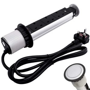 Elevación manual de 3 tomas de corriente UK Tire del enchufe de escritorio emergente para cocina con luz indicadora - Product Image 3