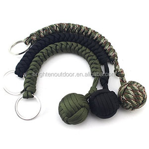 חיצוני צמת Paracord קוף אגרוף הגנה עצמית Keychain עם פלדת מפתח טבעת - Product Image 1
