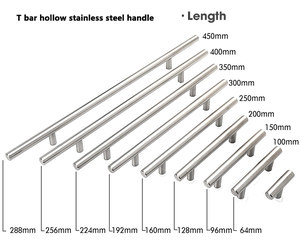 Mobilya dolap t-bar paslanmaz çelik içi boş çekme kolu - Product Image 4