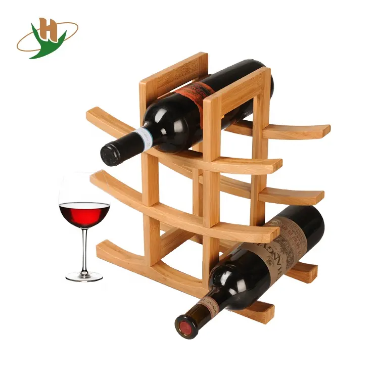 9-Bottle Natural Bamboo Wine Storage Rack Wine HolderためSale