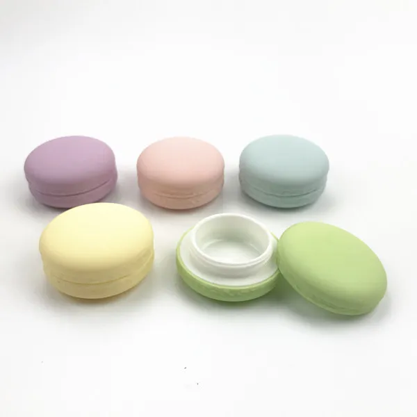 Récipient de baume à lèvres en forme de macaron mignon vide en plastique coloré