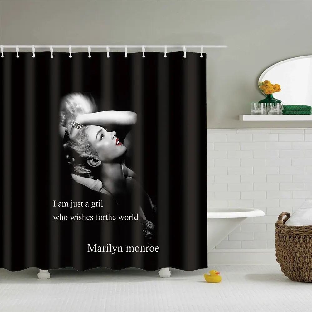 Marilyn monroe Imprimer Personnaliser Imperméable Polyester Tissu Baignoire Rideau De Douche pour Salle De Bains