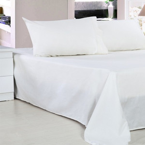 批发 100% 棉 percale 白色大号 200TC 平板床单 - Product Image 3