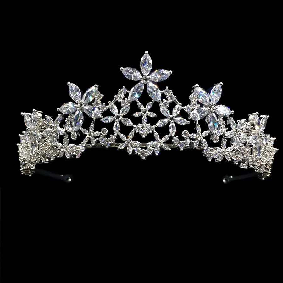 Tiara para noivas re2083 cz, tiara de casamento, zircônia brilhante, coroa, festa, tiara