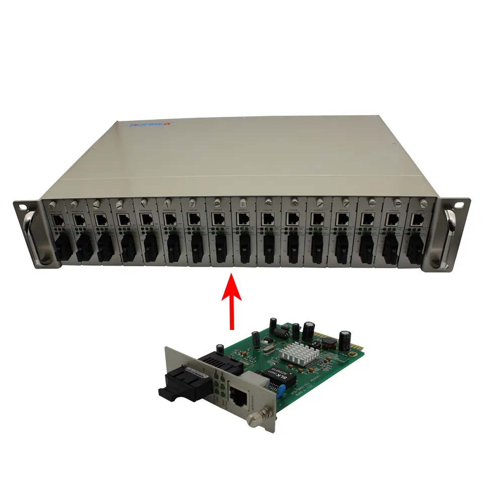 16 slots chassis 100M 1000M card type network net management fiber media converter price