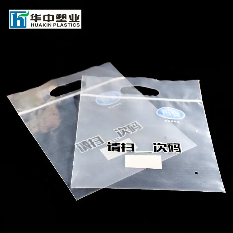 Clear LDPE gestanst handvat afdrukken logo tote ziplock plastic draagtassen