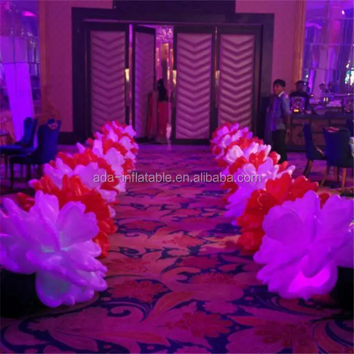 งานแต่งงานในร่มกิจกรรมตกแต่ง10M Rose ดอกไม้โซ่ Entrance พองด้วย LED Light สำหรับ Party A211