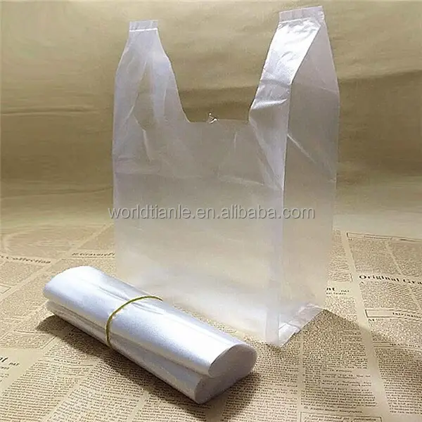 透明HDPEプラスチックTシャツショッピングバッグ、透明ベストキャリアビニール袋