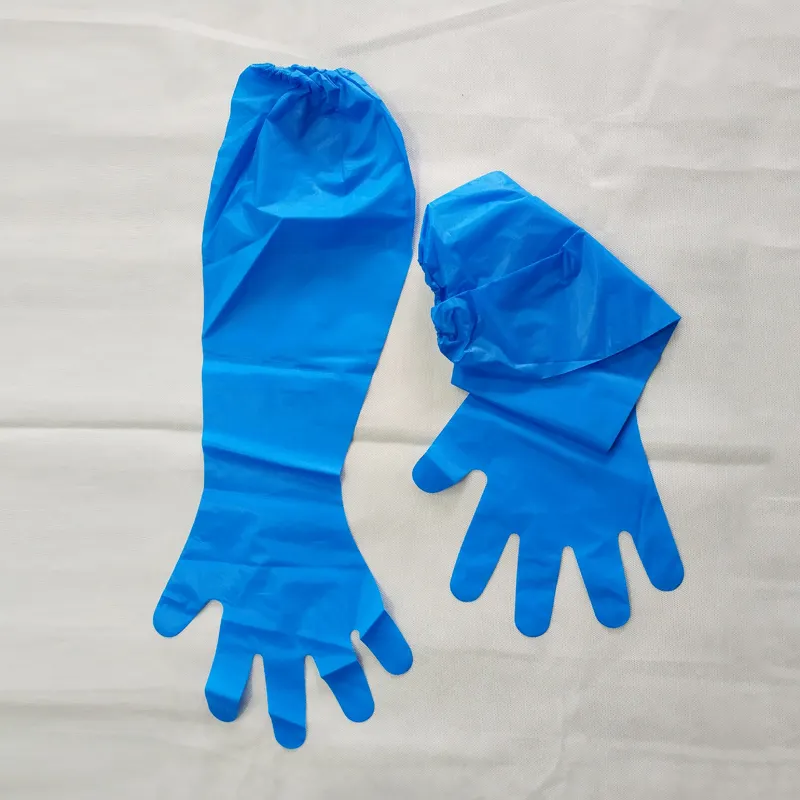 Guantes de poliéster CPE desechables, 60cm de longitud, para uso veterinario, caza o Peluquería