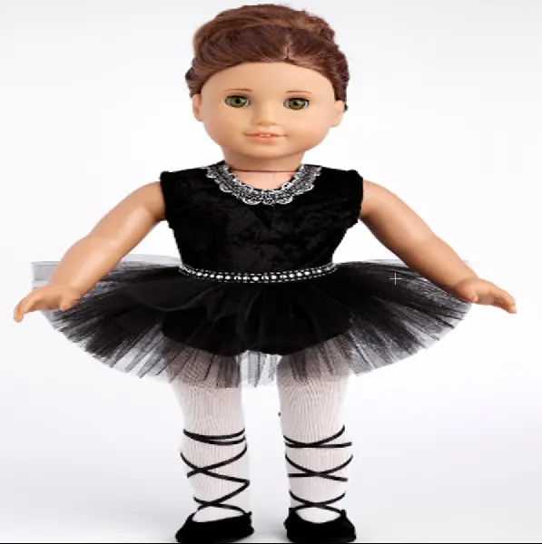 Vestido de ballet menina boneca de plástico preto