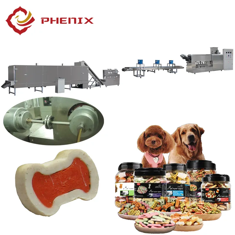 Various shapes pet treats /dog chews snack food processing extruder /machinery manufacturer from Phenix Machinery