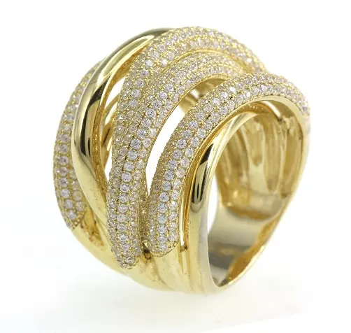 Oro Placcato Anelli In Argento Sterling CZ Diamante Simulato Anello di Eternità Bande per Le Donne Knuckle Anelli