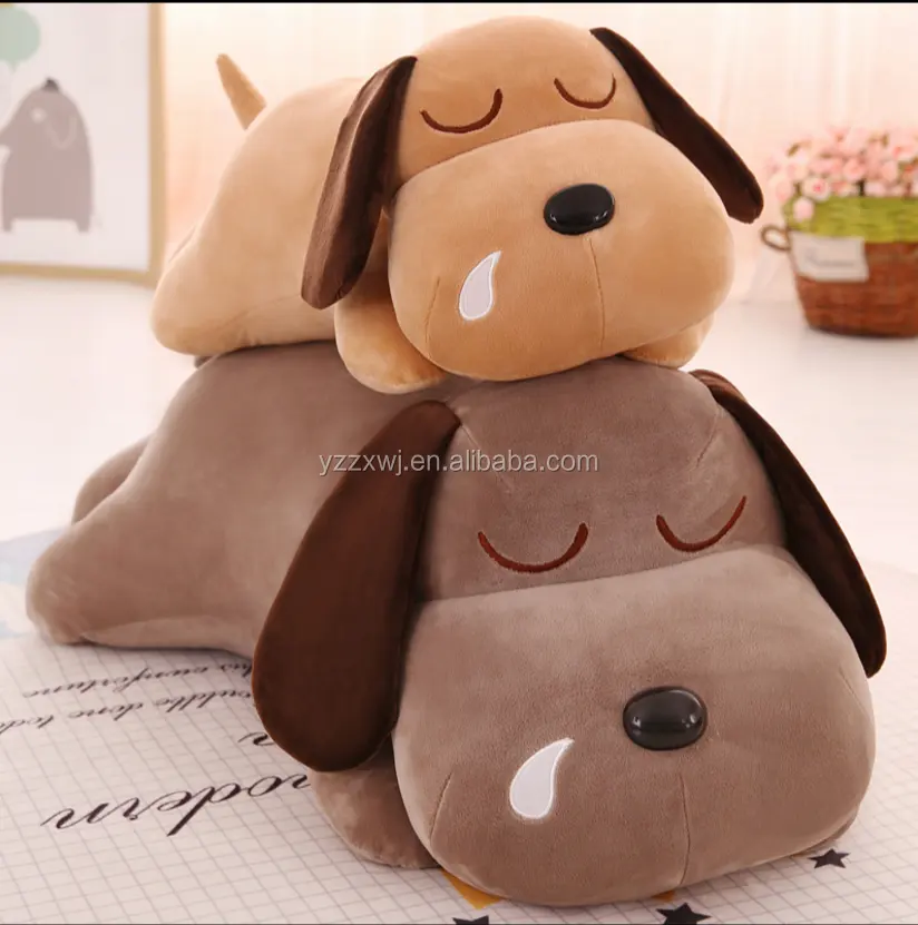 Muestra gratis perro cabeza grande de peluche juguetes de peluche perro de peluche de 60cm 80cm de peluche suave perro almohada cojín