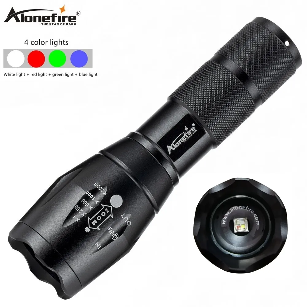 Alonefire G700 4 In 1 Kleur Licht Led Zoom Zaklamp Krachtige Waterdichte Tactische Outdoor Camping Verlichting Selfie Vul Licht