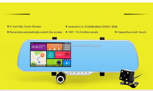 5.0 “触摸 Android 汽车 DVR 相机雷达探测器破折号相机停车汽车 dvrs 后视镜录像机 gps 导航仪