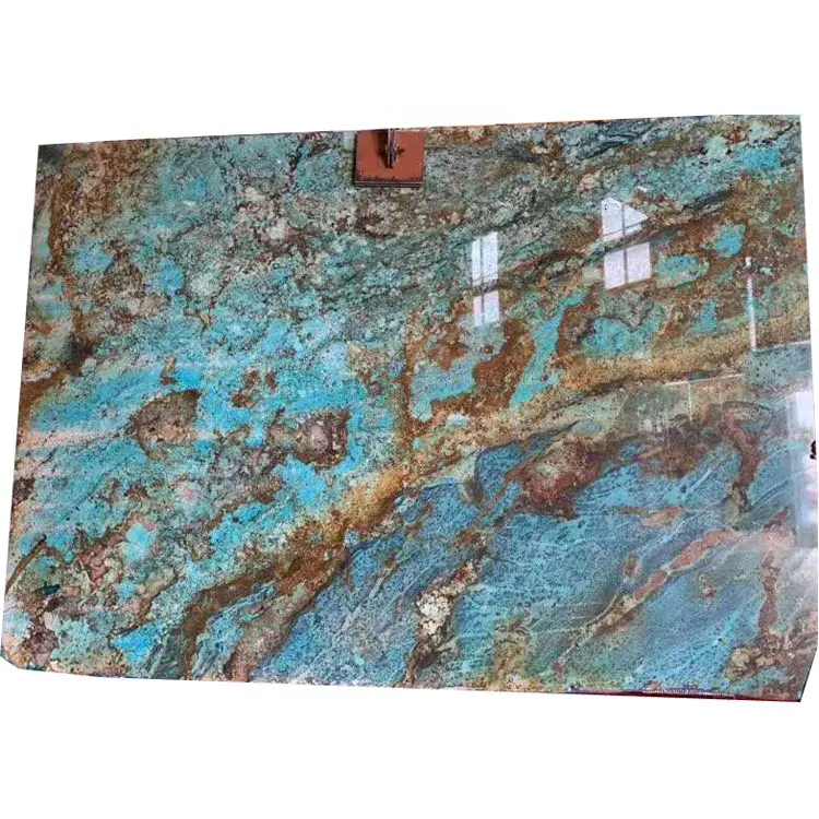 Poli de luxe bleu de revêtement de mur intérieur en pierre dalle van gogh granit