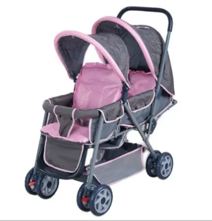 Poussette Double siège en lin et alliage d'aluminium pour bébé de 0 à 3 ans, Offre Spéciale