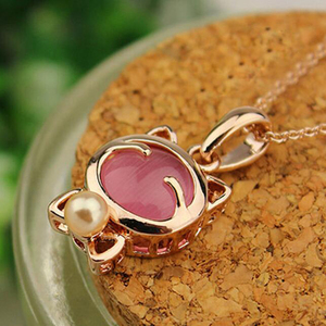 Women <strong>Cute</strong> Accessories Stone Jewelry Pendant Fashion Pearl Cat Necklace for Wholesale - Product Image 3
