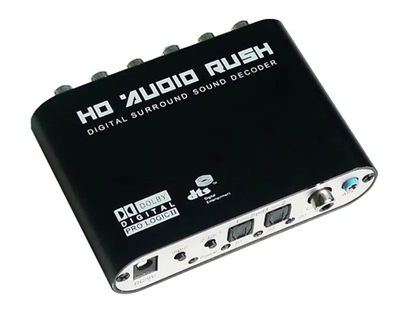 5.1 Audio Rush Digital Sound Decoder Konverter Optischer SPDIF Koaxial R/L Audio zu 5.1CH Analog Audio 6RCA Ausgang