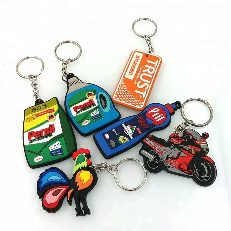 OEM קידום מכירות מתנה אישית 2d גומי עצמו עיצוב Keyring אופנוע צורת מפתח שרשרת 3d רך pvc keychain