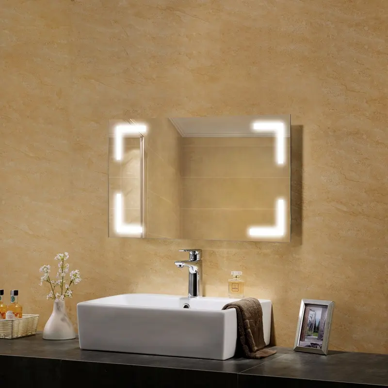 Miroir de salle de bains en aluminium, avec ampoules Led