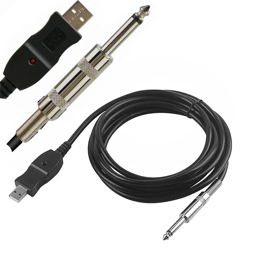 3M USB to Guitar Bass 6.35mm 1/4 Mono Male Jack Link Connection line Electric Guitar to USB Guitar Audio Connector Cable 6.5mm