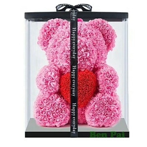 Sevgililer günü yapay 40cm yüksek köpük gül ayı hediye kutusu ile - Product Image 4
