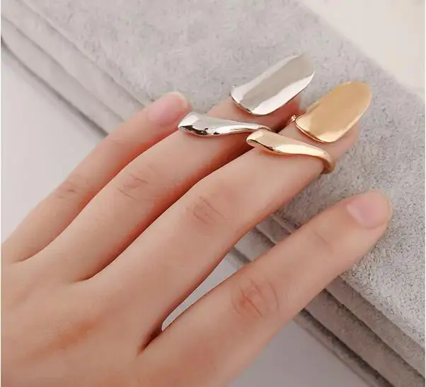 Anillo de metal para uñas para mujer, joyería decorativa para dedos, estilo punk