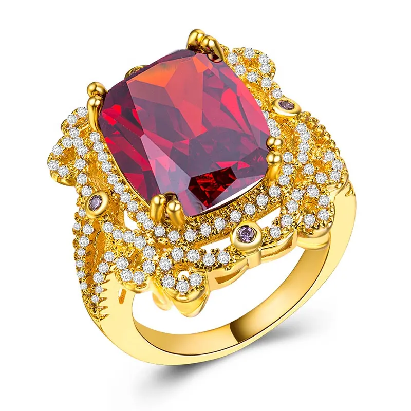 Caoshi prezzo all'ingrosso gioielli da donna di lusso anello indiano placcato in oro 18 carati anello di nozze di moda anello di pietra indiana