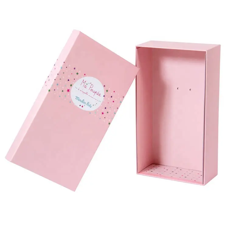 로고 인형 장난감 포장 럭셔리 판지 핑크 종이 포장 상자 패턴