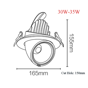 KAストアモダン<span class=keywords><strong>LED</strong></span>ライトダウンライト調整可能<span class=keywords><strong>9w</strong></span> 15w 20w 30w 40w 90raジンバルアルミボディ4000Kデイライト & ウォームホワイトモール用