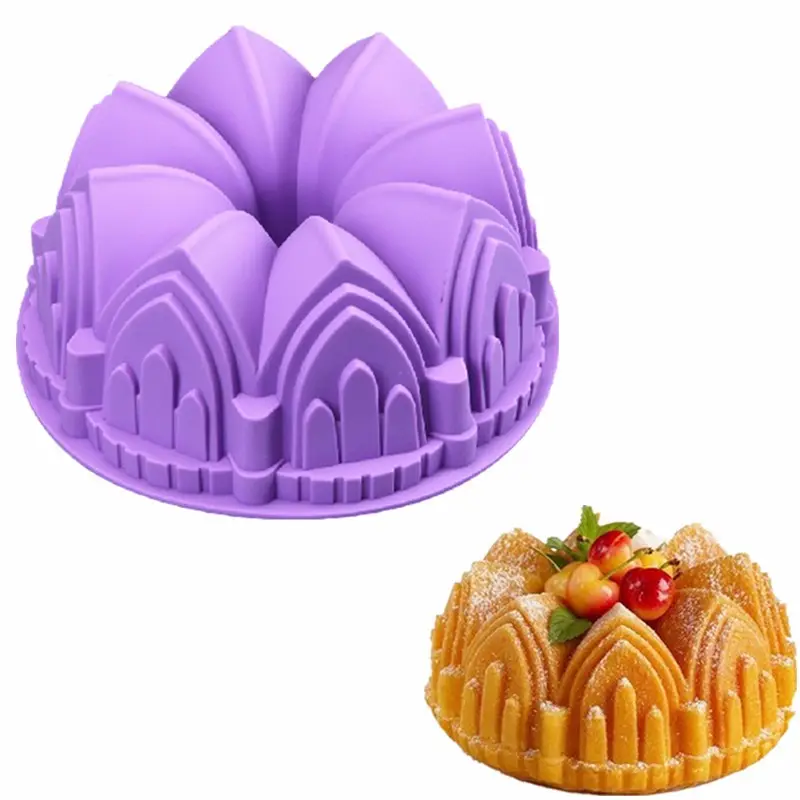 Stampo per torta in Silicone Big Crown castle 3D Birthday tortiera in Silicone