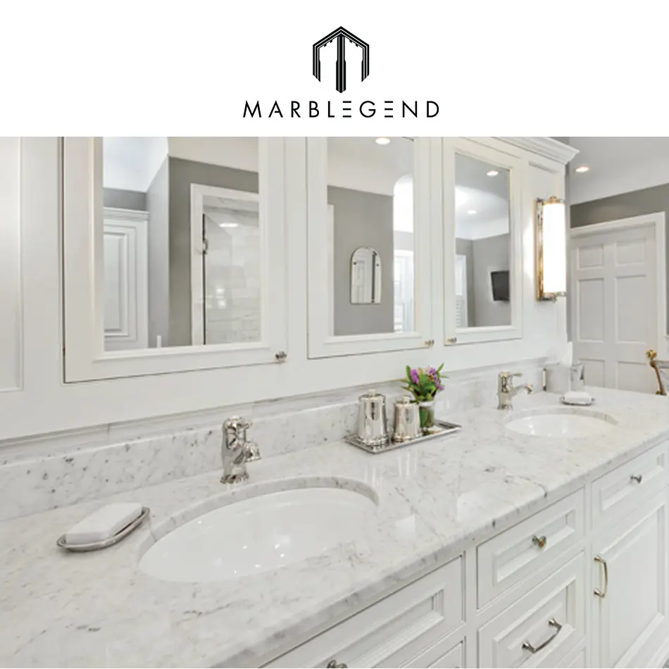 Naturale Su Misura Bianco Carrara Marmo Bianco Vanity Bagno Tops