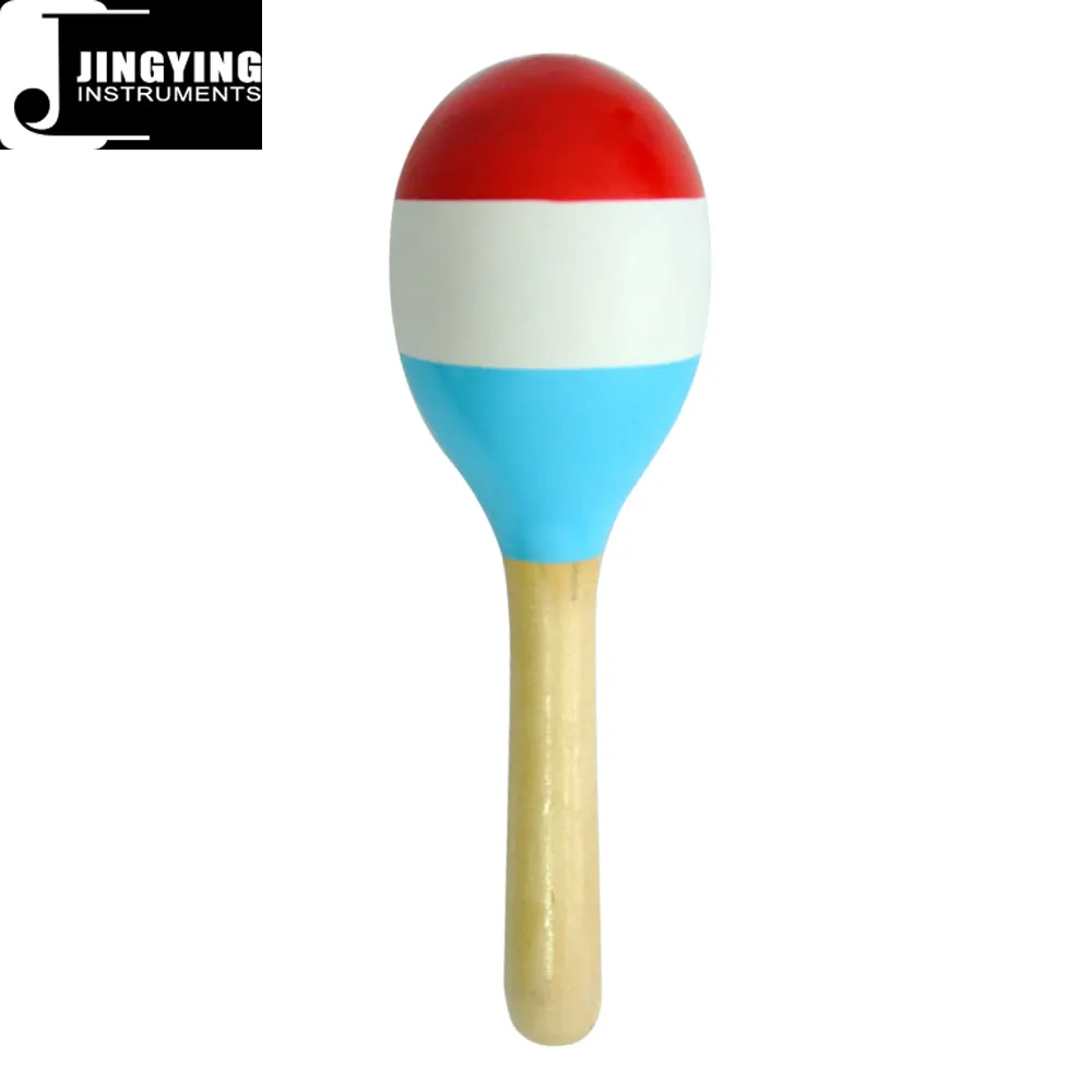 Großhandel Orff Kinder Rhythmus Instrumente Serie, Holz Hand zeichnung Rot-Weiß-Blau Drei Farben Maracas