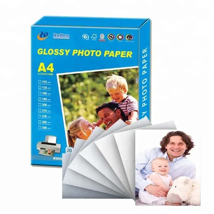 115g 135g 180g 200g 230g A3 A4 크기 품질 잉크젯 높은 광택 사진 종이 A4 잉크젯 프린터 인쇄 사진 또는 brouchers