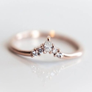 14Kローズゴールド結婚指輪ユニークなローズ型ラウンドピンクモルガナイトリングセット