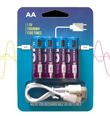 Marca logotipo Custom Bateria Recarregável 1.5V 1.2V AA AAA íon de lítio Reutilizável Tipo-C Porta de carregamento USB AA Baterias AAA Nimh Cell