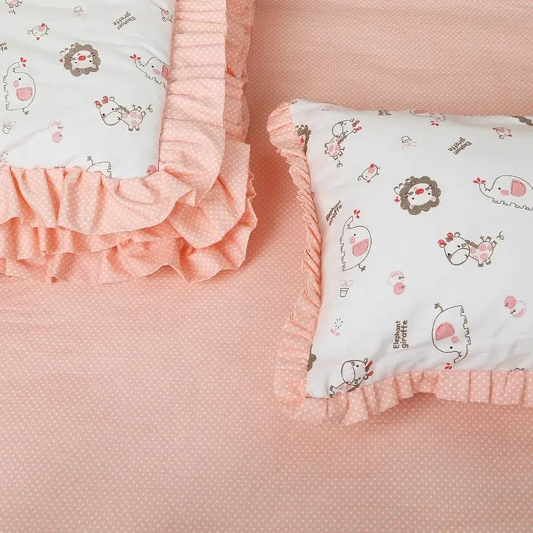 Parure de lit pour bébé fille, couleur Orange gingembre, 4 pièces, drap de berceau