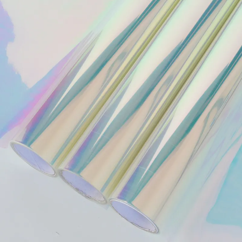 Al por mayor venta caliente celofán dazzle colorido Arco Iris película de papel de envolver