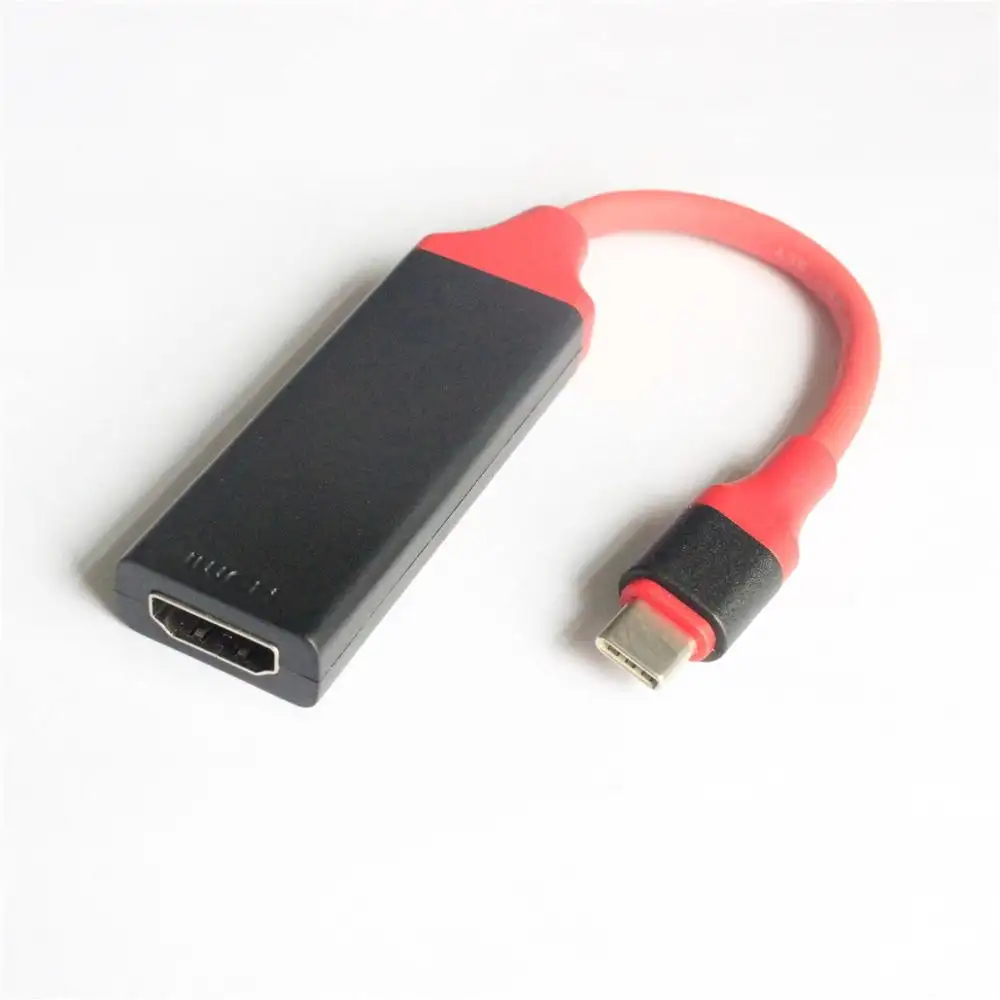 Câble adaptateur USB 3.1 vers HDMI femelle, de type C, 20CM, couleur rouge, haute qualité