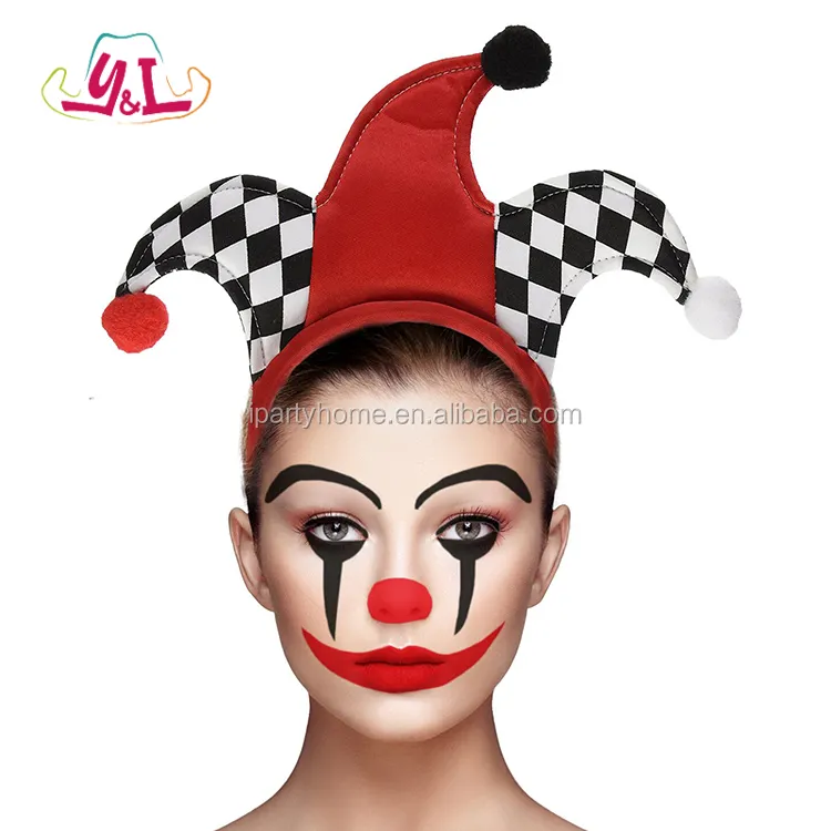 Circus Clown Costume Adult Harlequin Mini Jester Hats With Headband