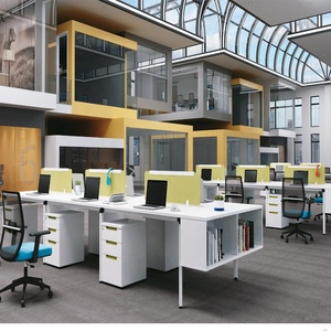 Modular 6 Person Office Partition <strong>Computer</strong> <strong>Table</strong> With Screen - Product Image 4