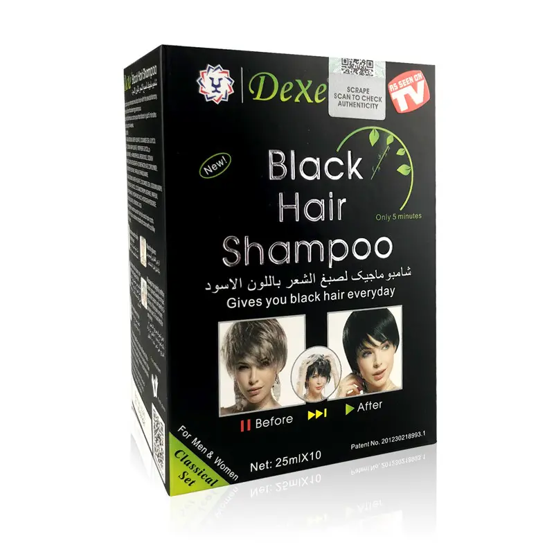 Champú negro mágico para el cabello, sin amoniaco, inofensivo, a base de hierbas, para Malasia