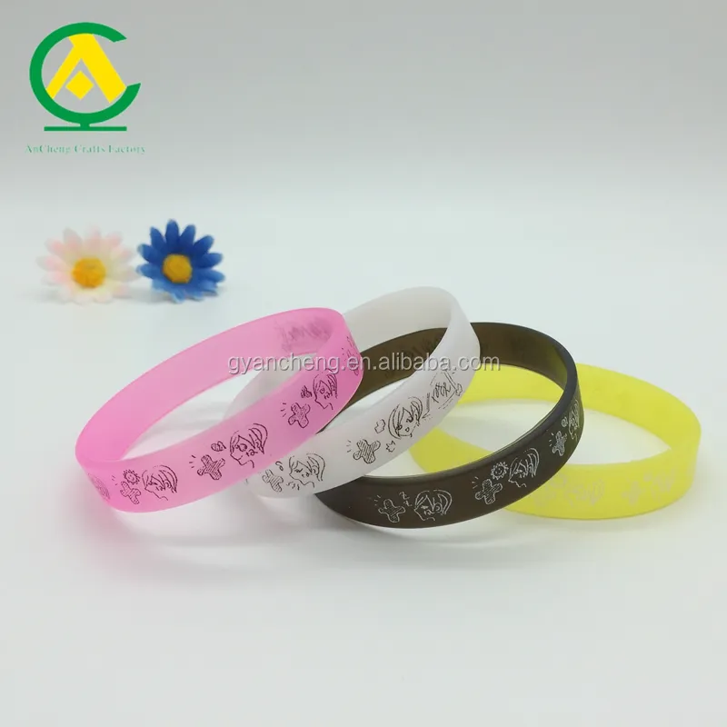 Fashion Hot sale good quality custom silicone bangle, Silk-printing phrase silicone wristbands