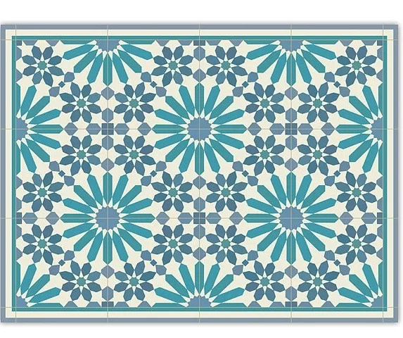 Vinyl teppich mit saffalo designs fliesen in türkis Traditionellen morrocco fliesen in türkis