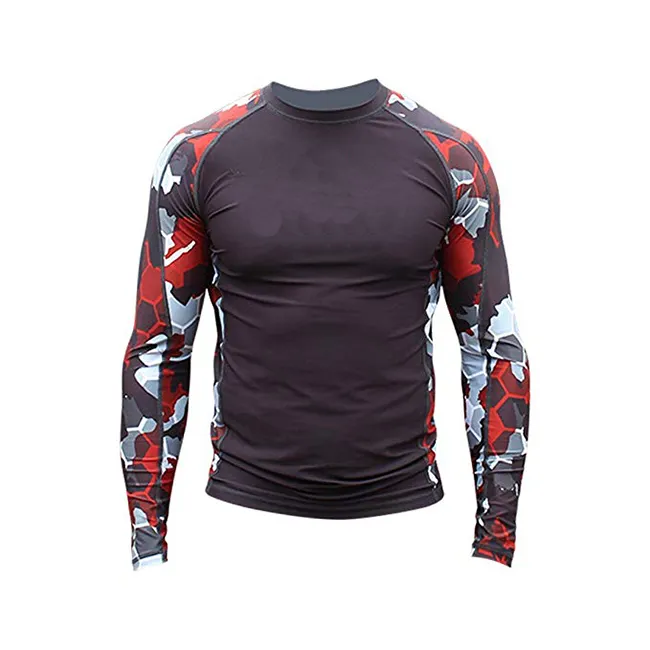 Wholesale high quality Long Sleeve Rash Guard Compression Shirt - BJJ MMA Rash Guard